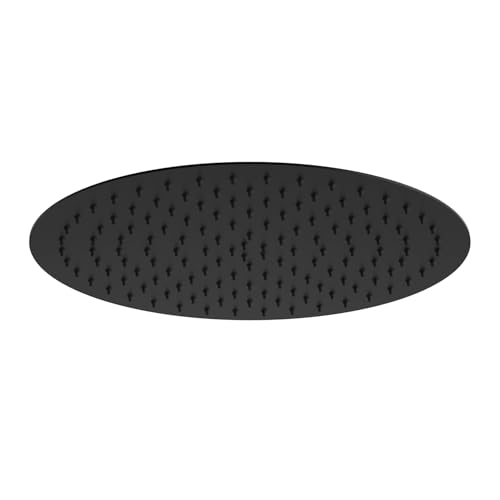 JOHO Regendusche Duschkopf 12 Zoll, Edelstahl Kopfbrause Runden Regenduschkopf Mit Anti-Kalk Düsen XXL Einbauduschkopf D30cm schwarz von JOHO