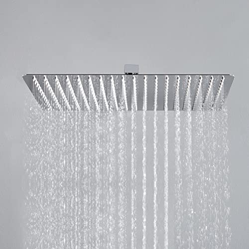 JOHO pflegeleichte Regendusche Duschkopf aus 304 Edelstahl, Hochdruck Kopfbrause Einbauduschköpfe Brausekopf mit Anti-Kalk-Düsen 35x25cm Chrom von JOHO