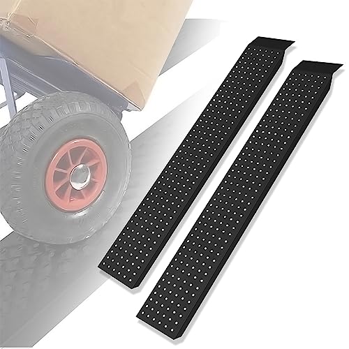 JOIEYOU Auffahrrampe 2 x 160cm Verladerampe Tragbar Verzinkter Stahl Verladeschiene Antirutsch Rampe Auffahrschiene Motorradrampe für PKW Motorrad Auto(160cm, Schwarz) von JOIEYOU