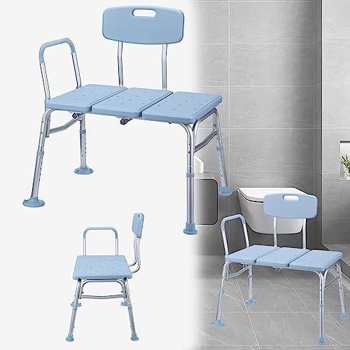 JOIEYOU Duschhocker Duschstuhl Höhenverstellbar Badewannensitz Anti Rutsch mit Rückenlehne und Armlehne Badhocker Duschhocker Vergrößerter Sitzfläche (Modell E) von JOIEYOU