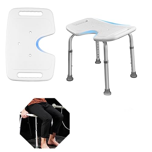 JOIEYOU Duschhocker Höhenverstellbar Duschstuhl Duschsitz Aluminium-Rahmen Anti-Rutsch Duschhilfe Sitzfläche mit Sicherheitsgriffen, Badhocker Badewannensitz für Senioren Schwangere(Type U) von JOIEYOU