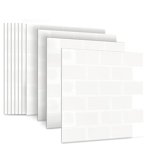 JOIEYOU Fliesenaufkleber, 10 Stück Klebefliesen aus PVC, Peel and Stick Tiles Wandfliesen Selbstklebend 30x30 cm für Küchen Bad - Helles Weiß Fliese JOIEYOU Fliesenaufkleber, 10 Stück Klebefliesen aus PVC, Peel and Stick Tiles Wandfliesen Selbstklebend 30x30 cm für Küchen Bad - Helles Weiß Fliese von JOIEYOU