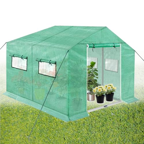JOIEYOU Gewächshaus 3x2x2m Gewächs Häuser 6m² Foliengewächshaus Stabil mit Seitenwände Fenster Rollbar Winterfest PE-Gewebe Tomatenhaus für Tomaten Balkon Garten von JOIEYOU