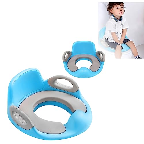 JOIEYOU Kinder Toilettensitz Toilettentrainer Wc Sitz Kinder mit Griffe,Rückenlehne,Anti-Rutsch Kissen, Geeignet Töpfchen für kinder ab 1-8 jahr Training (Blau+Grau) von JOIEYOU