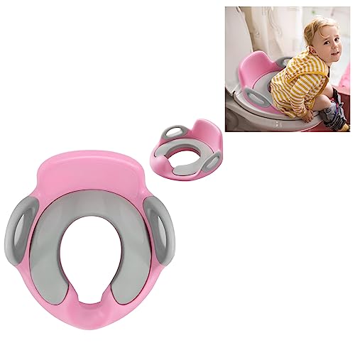 JOIEYOU Kinder Toilettensitz Toilettentrainer Wc Sitz Kinder mit Griffe,Rückenlehne,Anti-Rutsch Kissen, Geeignet Töpfchen für kinder ab 1-8 jahr Training (Rosa+Grau) von JOIEYOU