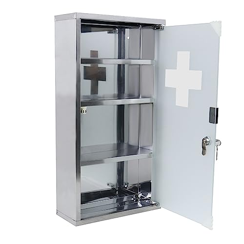 JOIEYOU Medizinschrank, Apothekerschrank aus Edelstahl, Medikamentenschrank mit 4 Fächer, Arzneischrank hängend Medikamenten Aufbewahrung - 30x12x57.5 cm von JOIEYOU