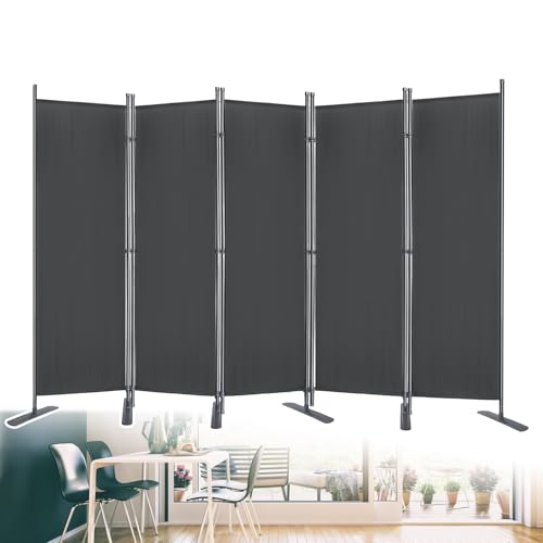 JOIEYOU Paravent Outdoor Sichtschutz Trennwand 5 Teilig 280x180cm Raumtrenner mit Flache Füße Anti-UV Wetterfest Raumteiler Garten für Büros Balkon, Anthrazit von JOIEYOU