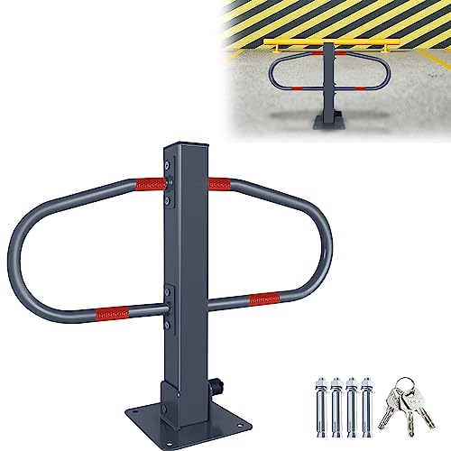 JOIEYOU Parkplatzsperre Absperrpfosten, Parkplatzsperren mit 9 Schlüssel und Reflexstreifen, Parkplatzbügel Klappbar, 73x51cm, 3 Stück von JOIEYOU