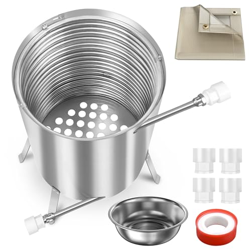 JOIEYOU Poolheizung Edelstahl Pool Heizung mit Ø 32/38 mm Anschluss, Feuerfestmatte & Aschelagerbecken Poolofen Feuertonne für Aufstellpool Schwimmbäder von JOIEYOU