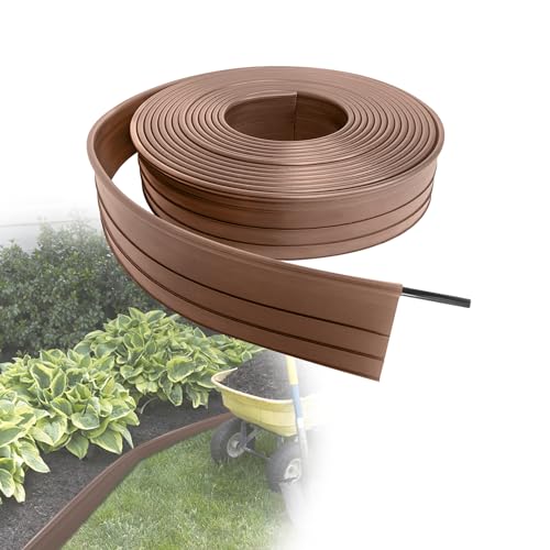 JOIEYOU Rasenkante DIY Beetumrandungen Kunststoff Beetumrandung Gartenpalisade mit Abgerundete Kanten für Flexible Dekoration Gartenzaun Gemüsegarten Rasen Getrennte (15m, Braun) von JOIEYOU