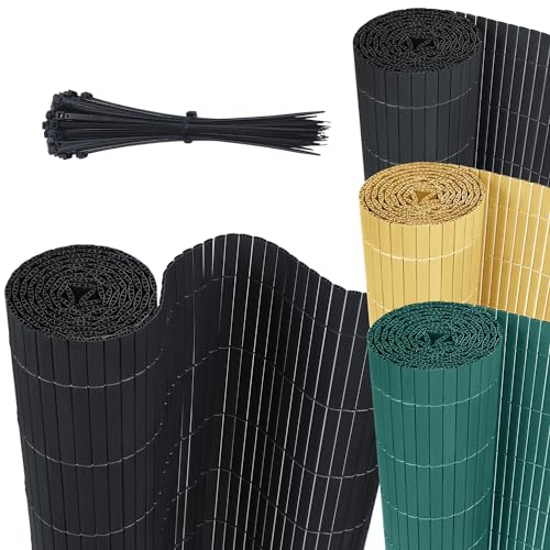 JOIEYOU Sichtschutzmatte PVC Sichtschutzzaun Sichtschutz, Balkonverkleidung Sichtschutz mit Kabelbindern Privatsphäre PVC Zaun Windschutz Blickdicht(180x600cm,Anthrazit) von JOIEYOU