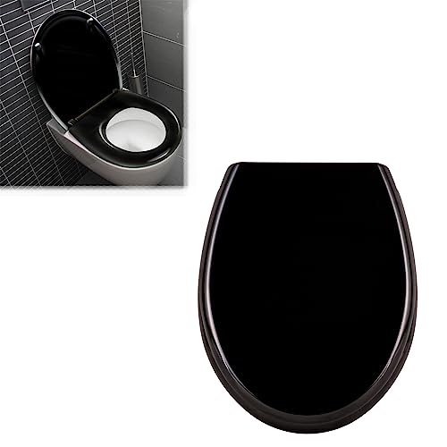JOIEYOU Toilettensitz WC-Sitz aus Hartplastik Universal Toilettendeckel mit Absenkautomatik für alle handelsüblichen WC-Becken Schwarz von JOIEYOU