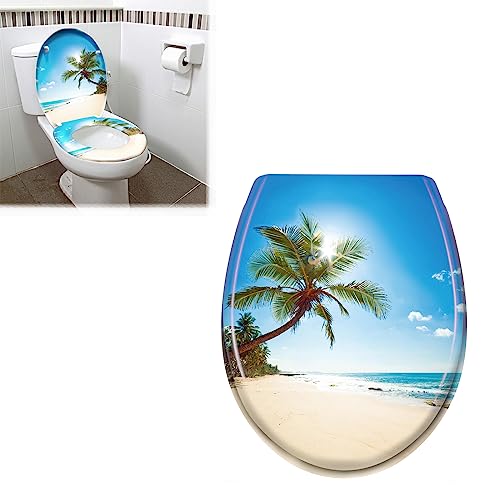 JOIEYOU Toilettensitz WC-Sitz aus Hartplastik Universal Toilettendeckel mit Absenkautomatik für alle handelsüblichen WC-Becken Strand JOIEYOU Toilettensitz WC-Sitz aus Hartplastik Universal Toilettendeckel mit Absenkautomatik für alle handelsüblichen WC-Becken Strand von JOIEYOU
