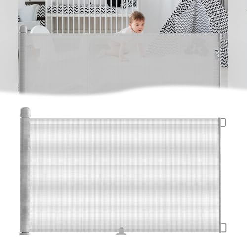 JOIEYOU Treppenschutzgitter Ausziehbar 0-300 cm Baby Schutzgitter mit Doppelschloss Stabil Türschutzgitter Hundbarrien Einziehbar Kinderschutzgitter für Treppe Türen Flure(Grau) von JOIEYOU