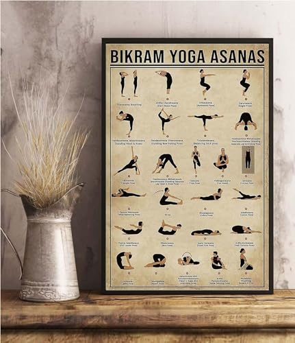 Bikram Yoga Asanas Yoga Poses Knowledge Learn Yoga Poster No Frame Chart Metal Tin Sign School Metal Tin Signs 8x12 Inch von JOINCCI