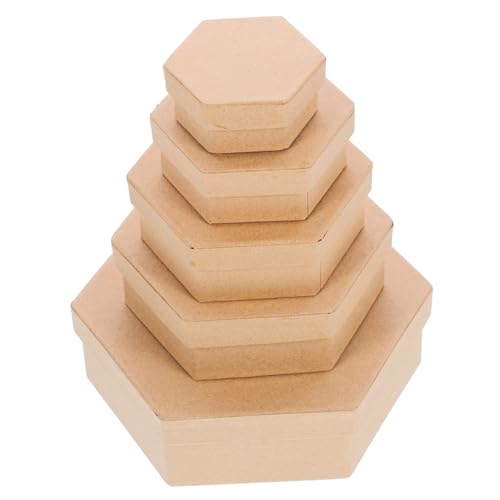 JOINPAYA 1 Satz Boxen Sechseckige Geschenkbox sechseckige Keksdose Geschenkboxen zum Verschachteln Cupcake-Boxen Dessertbehälter mit Deckel Hexagon schmücken Box aus Kraftpapier einstellen von JOINPAYA