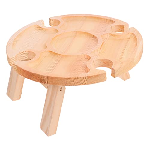 JOINPAYA Klappbarer Weintisch Für Außenbereich Picknick-serviertisch Aus Holz Tragbarer Runder Tisch Für Strand Und Reisen Aufbewahrungstisch Holzfarbe von JOINPAYA