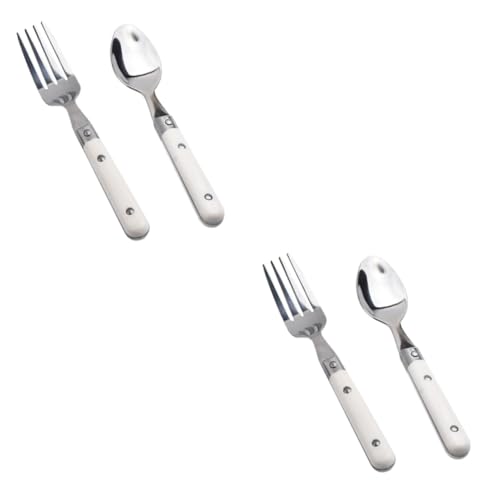 JOINPAYA 2 Sätze Und Löffel Für Two Piece Set Kinderlöffel -essgeschirr Kindergeburtstagsgeschenk Besteck Utensil Kindergeschirr Kindergabel Plastik Beige 2 Stück * 2 von JOINPAYA