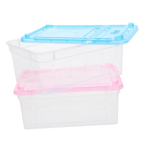 JOINPAYA 2 Stück Atmungsaktive Tragbare Reptilien Fütterungsbox Multifunktionale Aufzuchtbox mit Hoher Lichtdurchlässigkeit Geeignet für Kleine Haustiere Terrarien Outdoor Transport und von JOINPAYA