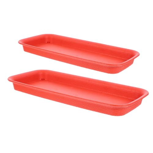 JOINPAYA 2 Stück Rechteckiger Blumentopf Untersetzer aus Ziegelrotem Resin Stabiles Pflanzentablett für Innen und Außen Leichtes Pflanzgefäß Tablett für Tropfwasseraufnahme und Dekorative von JOINPAYA