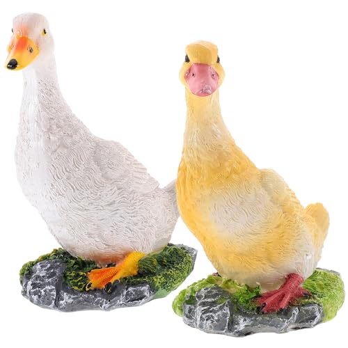 JOINPAYA 2 Stück Teiliges Resin Enten Figuren Wetterfeste Garten Deko Realistische Teichfiguren Außen Langlebige Kunstharz Skulpturen Lebendige Minidekoration für Gartenteich von JOINPAYA