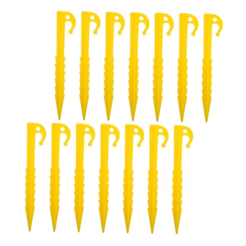 JOINPAYA 20 Stück Kunststoff Zeltheringe Gelb mit Gezackter Spitze Windresistente Camping Heringe für Zelt Pavillon Rasen und Outdoor Leicht Stabil für Sommerzelte und Planen von JOINPAYA