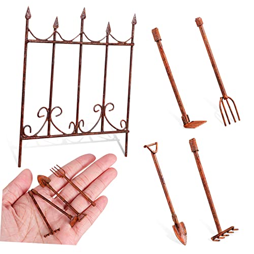 JOINPAYA 5 Stück Miniatur Gartenwerkzeug Set Teiliges Dekorationsset mit Schaufel Rechen und Zaun für Miniaturgärten Puppenhäuser und DIY Landschaften für Gartenliebhaber JOINPAYA 5 Stück Miniatur Gartenwerkzeug Set Teiliges Dekorationsset mit Schaufel Rechen und Zaun für Miniaturgärten Puppenhäuser und DIY Landschaften für Gartenliebhaber von JOINPAYA