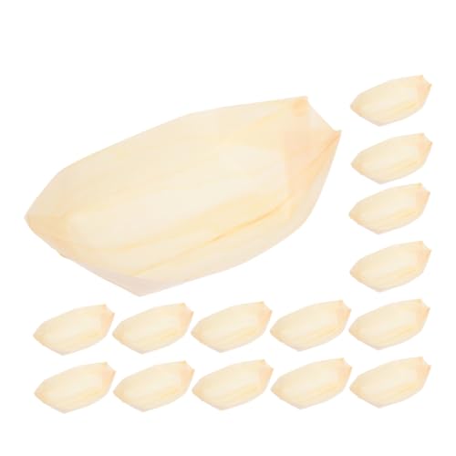 JOINPAYA 50 Stück Lunchbox in Form Eines Sushi-Bootes Sushi-kit Sushi Serviertablett Boot Restaurant Großes Sushi-Boot-serviertablett Teller Sushi-tablett Aufschlag Form Platte Holz Beige von JOINPAYA