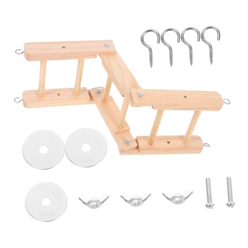 JOINPAYA Faltbare Papageienleiter aus Massivem Holz Verstellbar und Multifunktional mit Krallen Schnabelschleifer für Klettern Training und Beschäftigung Robustes Vogelspielzeug für Käfig von JOINPAYA