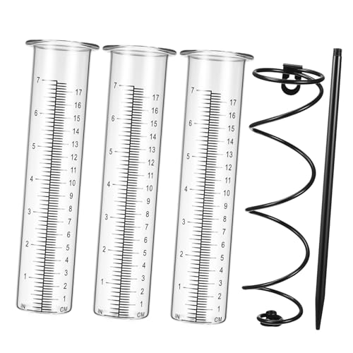 JOINPAYA Glas Regenmesser mit Robustem Spiraleisenstab Ersatz glaszylinder Wetterfest Präzise Niederschlagsmessung für Garten und Außenbereich von JOINPAYA