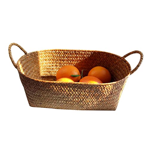 JOINPAYA Handgewebter Rattan Korb für Snacks und Obst Kleiner Aufbewahrungskorb mit Tragegriffen für Picknick und Blumendekoration und Langlebig von JOINPAYA