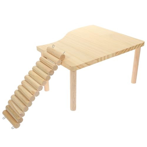 JOINPAYA Holz Hamster Spielzeugset mit Plattform und Leiter Multifunktionales Zubehör für Hamster und Rattenkäfige Fördert Bewegung und Entdeckung von JOINPAYA