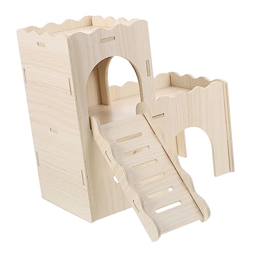 JOINPAYA Holz Hamsterversteck mit Leiter Wellenförmiges DIY Nagetierhaus für Hamster Meerschweinchen und Kleine Haustiere Strapazierfähiges Spiel und Ruhehaus Labyrinth für Kleintiere von JOINPAYA