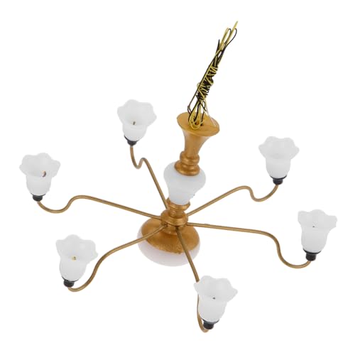 JOINPAYA Mini -Kronleuchtermodell klein Miniatur Minis Puppe modern winzig für Mini -Lampe Simulationslampe imitierte Hängelampe Möbelverzierung Metall Golden von JOINPAYA