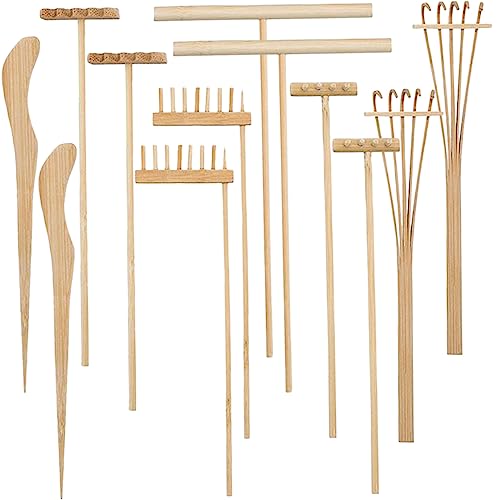JOINPAYA 12stücke Mini-gartenrechen Aus Bambus DIY Sandtischrechen Dekorativ Für Innenhofgestaltung Meditationsrechen Für Schreibtisch Robustes Gartengerät von JOINPAYA