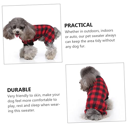 JOINPAYA Warmer Hundeschlafanzug mit Rotem Karomuster Kaltsicherer Haustiermantel Weiche Winterkleidung für Kleine und Mittlere Hunde Bequemes Modisches Design für Outdoor Aktivitäten von JOINPAYA