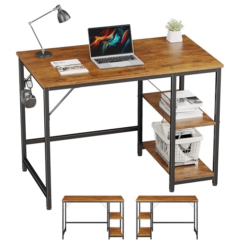 JOISCOPE Schreibtische, Computertisch, Latop-Tisch,Industrie Design, Studiertisch mit Holzregalen, für Studium, Büro, Schlafzimmer, 120 x 60 x 75 cm (Eiche Vintage Finish) von JOISCOPE