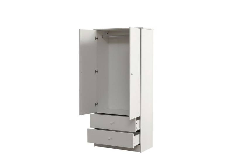 JOIVI Kleiderschrank mit Stange, Kleidungschrank, 2-türiger Schrank, Flurgargerobe, Schrank (für Schlafzimmer, Wohnzimmer, Kinderzimmer, 1 er Set) mit 2 Schubladen von JOIVI