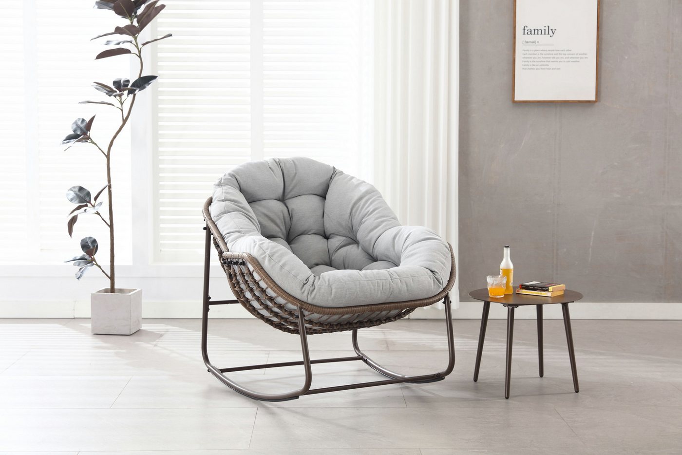 JOIVI Schaukelstuhl Rattansessel,Schaukelsessel, Wohnzimmersessel, Getell aus Stahl, für Wohnzimmer, Flur, Garten, Terrasse JOIVI Schaukelstuhl Rattansessel,Schaukelsessel, Wohnzimmersessel, Getell aus Stahl, für Wohnzimmer, Flur, Garten, Terrasse von JOIVI