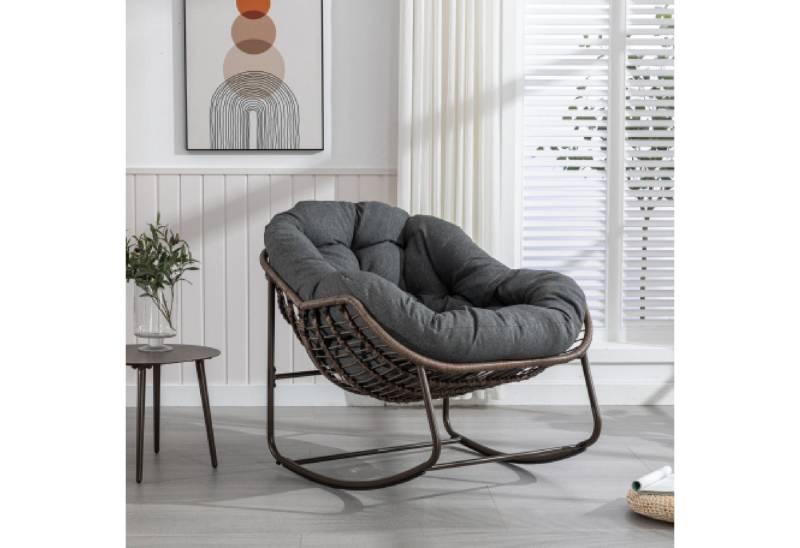 JOIVI Schaukelstuhl Rattansessel,Schaukelsessel, Wohnzimmersessel, Getell aus Stahl, für Wohnzimmer, Flur, Garten, Terrasse von JOIVI