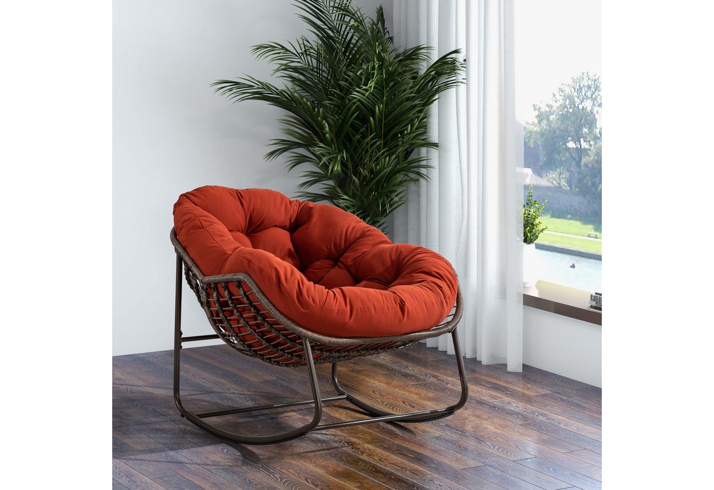 JOIVI Schaukelstuhl Rattansessel,Schaukelsessel, Wohnzimmersessel, Getell aus Stahl, für Wohnzimmer, Flur, Garten, Terrasse JOIVI Schaukelstuhl Rattansessel,Schaukelsessel, Wohnzimmersessel, Getell aus Stahl, für Wohnzimmer, Flur, Garten, Terrasse von JOIVI