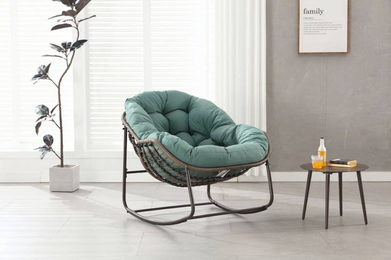 JOIVI Schaukelstuhl Rattansessel,Schaukelsessel, Wohnzimmersessel, Getell aus Stahl, für Wohnzimmer, Flur, Garten, Terrasse von JOIVI