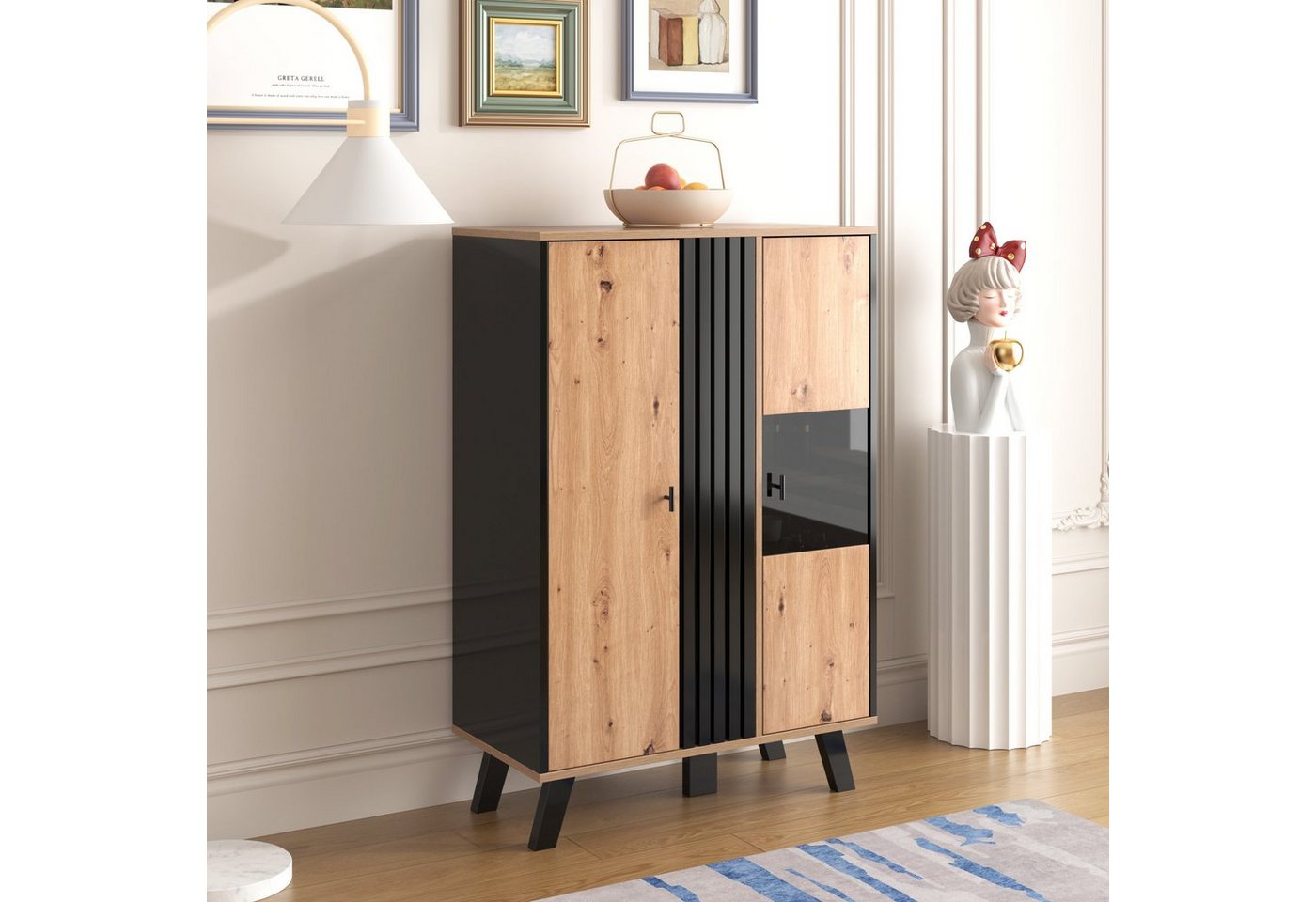 JOIVI Sideboard Schrank, Besitellscharank, Aufbewahrungschrank, Küchenschrank, Vitrinen mit Glas und LED-Beleuchtung von JOIVI