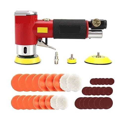2"/3" Mini-Luftschleifer, pneumatischer Dual-Action-Polierer, Poliermaschine, Schleifset for die Oberflächenbearbeitung von Karosserien(Red Air Sander) von JOJIDE