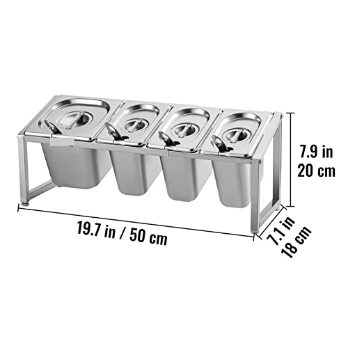 Commercial Spice Rack Gewürz Organizer 2-10Pans Edelstahl Home Expandable Regal Food Inhaltsstoffe Suppenbehälter(4Pans 7L 1-Tier) von JOJIDE