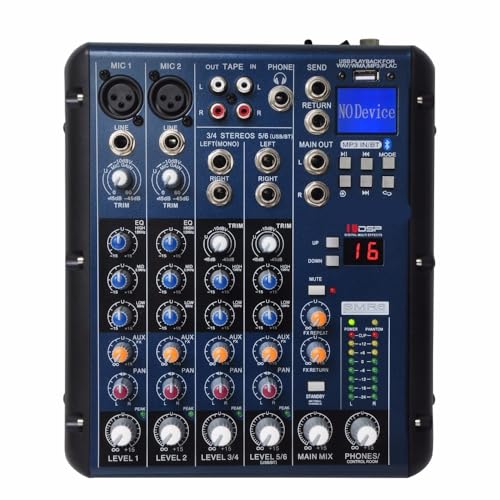 DJ Mischpult, 2PCS Mono 2 Stereo 16 DSP Audio Mixer Professionelle 6 Kanal Mischen DJ Konsole Tisch von JOJIDE