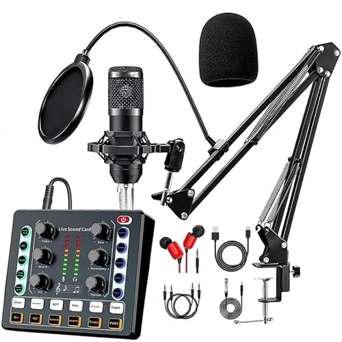 DJ Mischpult, BM-800 Aufnahmestudio-Paket mit Sprachwechsler, Live-Soundkarte und Audio-Interface von JOJIDE
