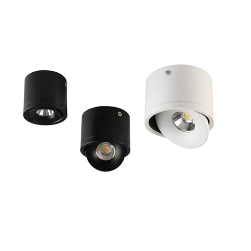 Dimmbare Oberfläche Montiert LED Decke Licht 7W15W18W24W Schwarz Ceil Downlight COB Lampe Drehbare Hintergrund Spot Licht for Home(White,NATURAL_12W DIMMABLE D74MM) von JOJIDE