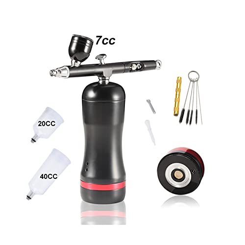 Farbsprühgerät, AUTO START STOP Ersetzen Batterie Airbrush Kompressor Kit Modell Spray Pen Beauty Cosmetics Makeup Salon Temporäre Tätowierung Airbrush(Part D Black) von JOJIDE
