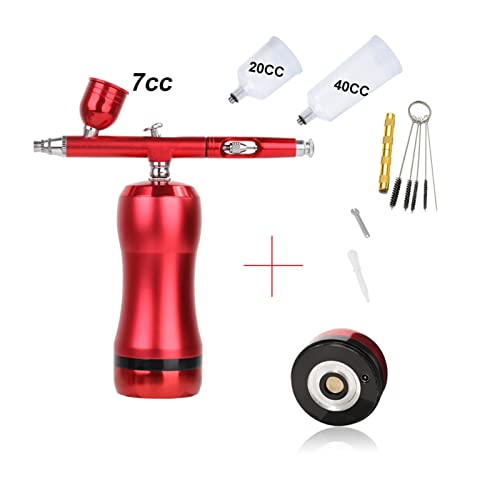 Farbsprühgerät, AUTO START STOP Ersetzen Batterie Airbrush Kompressor Kit Modell Spray Pen Beauty Cosmetics Makeup Salon Temporäre Tätowierung Airbrush(Part D Red) von JOJIDE